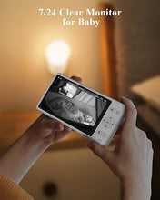Load image into Gallery viewer, WUUK Video Baby Monitor, 5.5'' Baby Monitor with 360 PTZ Color Display with 135° Wider Viewing Angle, Night Vision, 1000ft Long Range, 2K Baby Camera with App, One-Touch Call, White Noise, Lullabies
