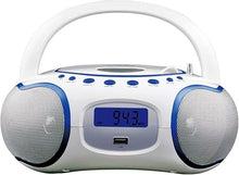 Load image into Gallery viewer, HANNLOMAX HX-309CD Portable CD/MP3 Boombox, AM/FM Radio, Bluetooth, USB Port for MP3 Playback, Aux-in, LCD Display, AC/DC Operated (White)
