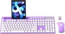 Load image into Gallery viewer, Wireless Keyboard and Mouse Combo, MARVO 2.4G Ergonomic Wireless Computer Keyboard with Phone Tablet Holder, Silent Mouse with 6 Button, Compatible with MacBook, Windows (Purple)
