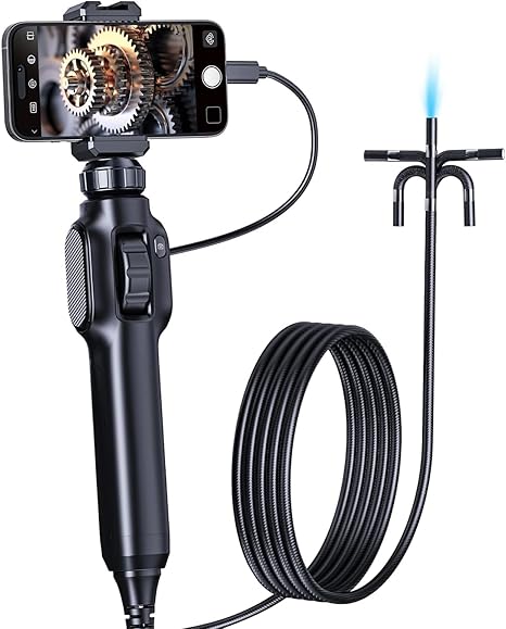 Articulating Borescope Camera with Lights,1080P Two-Way Endoscope Camera with 0.3inch Lens,Industrial Automotive Inspection Camera Compatible with Android/iOS Phone (39inch/1m)