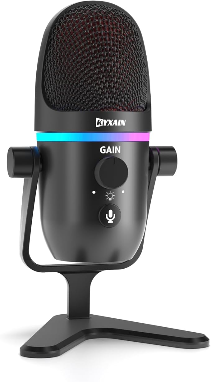 RGB USB Microphone - Condenser Gaming Microphone for PC/MAC/PS4/PS5/Phone- Cardioid Mic with Brilliant RGB Lighting Headphone Output Volume Control, Mute Button, for Streaming Podcast YouTube Discord