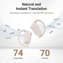 Load image into Gallery viewer, M9 AI Language Translator Earbuds Open-Ear Headphones Support 144 Languages &amp; Accents Translation Earbuds Real Time Translator Device, Snug Fit, Ergonomic Ear Hooks Beige (With Offline Package)
