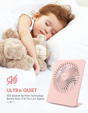 Load image into Gallery viewer, Zuvas Desk Fan Battery Operated Fan Rechargeable 180°Tilt Folding Personal Fan Ultra Quiet Small Portable Fan 3 Speed Adjustable Strong Wind USB Fan For Office Bedroom Home Desktop Camping
