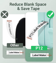 Load image into Gallery viewer, Phomemo Label Maker Machine with Tape, P12 Bluetooth Mini Label Makers Thermal Transfer Ribbon Printer Machine with Typewriters Templates for Home, School, Clothes, Gift Wrapping, Office, Green
