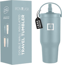 Load image into Gallery viewer, IRON °FLASK Sidekick Insulated Water Tumbler with Straw &amp; Foldable Handle -Stainless Steel Leak-Proof Bottle, Non-Slip Base &amp; Fits Cup Holders for Hot, Cold Drinks - Travel Mug - 30 Oz, Elemental Gray
