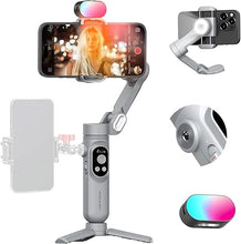 Load image into Gallery viewer, 3-axis Phone Gimbal Stabilizer for Video Recording,Smartphone Gimbal for iPhone Android w/AI Tracking,1/4 Thread,RGB Magnetic Light,Handheld Gimbal for Selfie, TikTok,YouTube-Smart X Kit Grey
