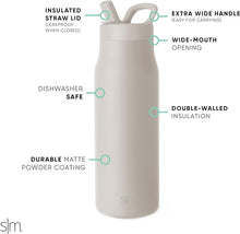 Load image into Gallery viewer, Simple Modern Water Bottle with Straw lid | Insulated Stainless Steel Thermos | Reusable Travel Water Bottles for Gym &amp; Sports | Leak Proof &amp; BPA Free | Mesa Collection | 34oz, Almond Birch
