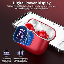 Load image into Gallery viewer, Wireless Earbuds Bluetooth 5.3 Headphones Bass Stereo Ear Buds with Noise Cancelling Mic LED Display in Ear Earphones IP7 Waterproof 36H Playtime for Laptop Pad Phones Sports Workout Red
