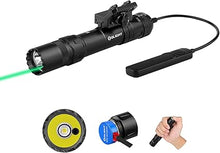 Load image into Gallery viewer, OLIGHT Odin GL M 1500 Lumens MLOK Mount Rechargeable Tactical Flashlight with Green Beam and White LED Combo, Removable Slide Rail Mount and Dual-Button Remote Pressure Switch
