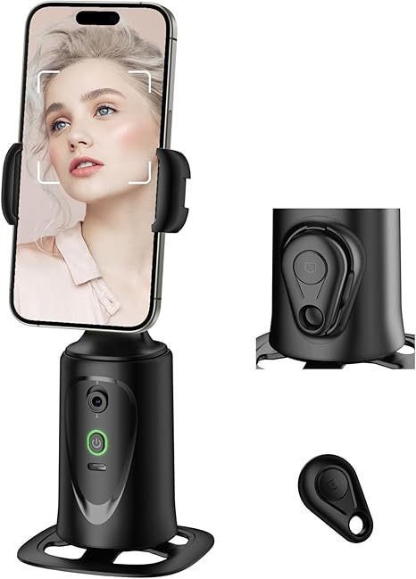 Auto Face Tracking Tripod, 360° Rotation Face Body Phone Camera Mount Gesture Control, No App, Smart Shooting Holder with 1200mAh Rechargeable Battery, Tiktok Trend Items, Content Creator Essentials