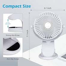 Load image into Gallery viewer, Battery Operated Clip on Stroller Fan, Portable Mini Desk Fan Rechargeable, USB Powered Clip Fan for Baby Stroller Office Outdoor Travel, White
