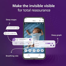 Load image into Gallery viewer, Philips Avent Premium Connected Baby Monitor, with 1080p Camera and App, SenseIQ Sleep and Breathing Rate Tracking, Cry Detection and Translation, Day and Night View, Two-way True Talk Back, SCD973/37
