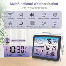 Load image into Gallery viewer, Uzoli EM3566D Weather Station Wireless Indoor Outdoor, 7.4in Home Weather Station with Atomic Clock, Temperature, Humidity, Weather Forecast, Moon Phase, Indoor Outdoor Thermometer with Large Display
