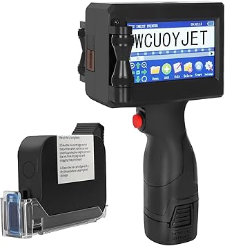 H760 Handheld Inkjet Printer, Printing Height 0.08-0.5 Inch Portable Handheld Printer with 42ml Quick-Drying Ink Cartridge 4.3Inch Touch Screen for Text/QRCode/Batch Number/Image/Date/Label/Barcode