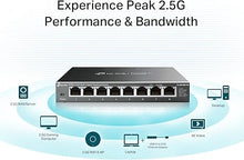 Load image into Gallery viewer, TP-Link TL-SG108S-M2 | 8-Port Multi-Gigabit 2.5G Ethernet Switch | Unmanaged Network Switch | Ethernet Splitter | Plug &amp; Play | Desktop/Wall Mount | Silent Operation
