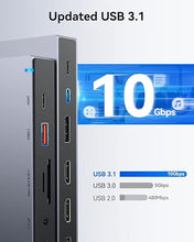Load image into Gallery viewer, Dual HDMI Docking Station 3 Monitor,USB C Laptop Docking Station with 65W Power Adapter,2 HDMI Port,Displayport,USB 3.1/USB-C Data, Ethernet, Audio,SD&amp;Micro SD Slot,PD Charging for Dell XPS/HP/Lenovo
