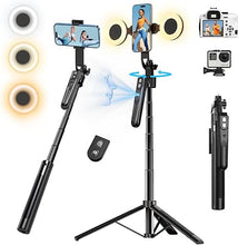 Load image into Gallery viewer, Auto Face Tracking Tripod 360° Rotation with Stand, 70.9&quot; Ai Motion Tracking Tripod, Selfie Stick Rotation Tripod with Remote, Motion Sensor Phone Tripod Stand, for Vlog/Live Stream/Video Recording
