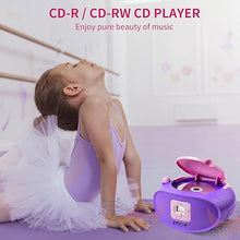 Load image into Gallery viewer, hPlay Gummy GC04B Portable CD Player Boombox with Digital Tunning FM Stereo Radio Kids CD Player Bluetooth USB LCD Display, Front Aux-in Port &amp; Headphone Jack, Supported AC or Battery Powered- Violet
