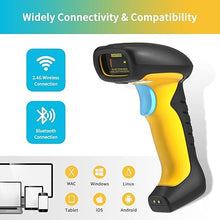 Load image into Gallery viewer, NETUM Upgraded QR Industrial Bluetooth Barcode Scanner with Charging Dock, Wireless 2D 1D Bar Code Reader 2600mAh Drop Protection Shock Dust Proof Hands Free for Windows Mac Android iOS (NT-1200)
