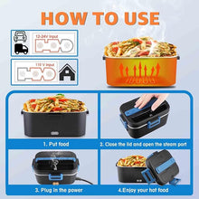 Load image into Gallery viewer, Nifogo Electric Lunch Box for Adults 80W Portable Heated Lunch Box for Men 3 in 1 Portable Food Warmer 110V/12V/24V with 1,8L Removable Stainless Steel Container &amp; Bag(Blue)
