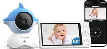 Load image into Gallery viewer, WUUK Video Baby Monitor, 5.5'' Baby Monitor with 360 PTZ Color Display with 135° Wider Viewing Angle, Night Vision, 1000ft Long Range, 2K Baby Camera with App, One-Touch Call, White Noise, Lullabies
