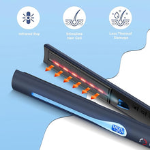 Load image into Gallery viewer, IG INGLAM Titanium Flat Iron Hair Straightener, 1 Inch Curling Iron, Infrared Negative Ionic Hair Iron Straightener 11 Adjust Temp 250°F-450°F, Shiny Hair Dual Voltage 110-240V, Gift, Prussian Blue
