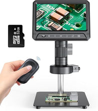 Load image into Gallery viewer, 7&quot; LCD Digital Microscope for Adults,1200X AOPICK Soldering Microscope for Electronics Repair,Coin Magnifier with 30 Adjustable LED Lights,PC View, 32GB TFcard,Metal Stand and Wireless Remote
