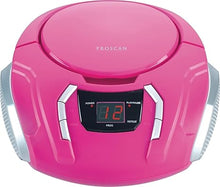 Load image into Gallery viewer, PROSCAN ELITE Portable CD Player Boombox with AM/FM Radio + Built in Speakers + Aux Input to Phone/Headphones/Any Audio - CD Players for Home Using AC Adapter or C Batteries, Pink
