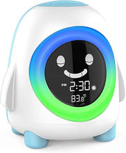 Load image into Gallery viewer, Kids Alarm Clock, Toddlers Alarm Clock for Kids Sleep Training Clock with Night Light, Sleep Sound Machine, Indoor Temperature, Nap Timer, Digital Wake up Clock for Boys Girls Bedrooms, Birthday Gifts
