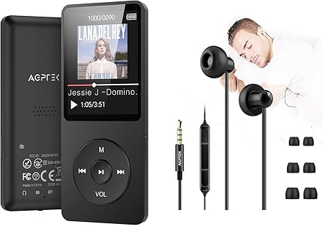 AGPTEK A02 MP3 Player with Noise Isolating Sleep Earbuds