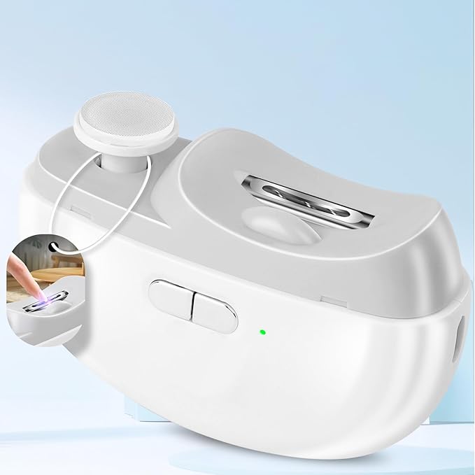 Electric Baby Nail Clippers - 3 in 1 Fingernail Trimmer, Polisher & Clip Storage with Led, USB Rechargeable & 2 Speeds for Baby, Kids, Adult, Seniors, Caregivers