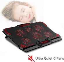 Load image into Gallery viewer, Laptop Cooling Pad, Laptop Cooler with 6 Quiet Led Fans for 15.6-17 Inch Laptop Cooling Fan Stand, Portable Ultra Slim USB Powered Gaming Laptop Cooling Pad, Switch Control Fan Speed Function (Red)
