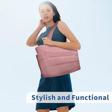 Load image into Gallery viewer, TOPDesign Puffer Tote Bag for Women, Lightweight Puffy Handbag with Compartments, Quilted Shoulder Bag for Work, Travel, Gym
