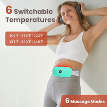 Load image into Gallery viewer, NOWWISH Heating Pad for Period Cramps Pain Relief, Portable Electric Cordless Menstrual Heating Pad Rechargeable with 6 Heat Levels and 6 Massage Modes, Christmas Gifts for Women Girls, Green
