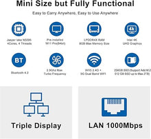 Load image into Gallery viewer, Mini PC, N5095 Desktop Computer, 8GB DDR4X RAM/256GB M.2 2280 SSD+Expandable M.2 2242 SSD+M.2 WiFi, 4K Triple Display with Mouse/USB/BT/LAN/HD/Type-C/Metal Frame, Blue
