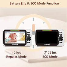 Load image into Gallery viewer, Baby Monitor with 30-Hour Battery, 5&quot; Large Split-Screen Video Baby Monitor with Camera and Audio, 3500mAh Battery, Remote Pan/Tilt/Zoom Camera, Two-Way Talk, Night Vision, Lullabies, No WiFi
