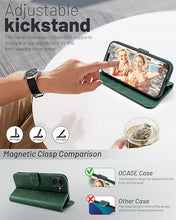 Load image into Gallery viewer, OCASE Compatible with iPhone 16 Wallet Case, PU Leather Flip Folio Case with Card Holders RFID Blocking Kickstand [Shockproof TPU Inner Shell] Phone Cover 6.1 Inch 2024, Blackish Green
