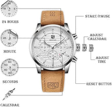 Load image into Gallery viewer, BENYAR Quartz Chronograph Waterproof Watches Business and Sport Design Leather Band Strap Wrist Watch for Men
