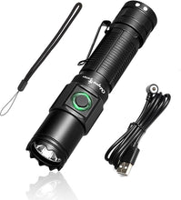 Load image into Gallery viewer, NT21 1200 Lumens Small Bright Rechargeable Flashlight with Power Display, IP67 Waterproof, 5 Light Modes, 984ft Long Throw EDC Pocket-Size Torch for Camping Searching Emergency
