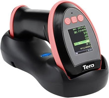 Load image into Gallery viewer, Tera Barcode Scanner Wireless with Screen: Pro Version 1D 2D QR with Setting Keypad Charging Cradle Works with Bluetooth 2.4G Wireless USB Wired Handheld Bar Code Reader HW0009 Pink
