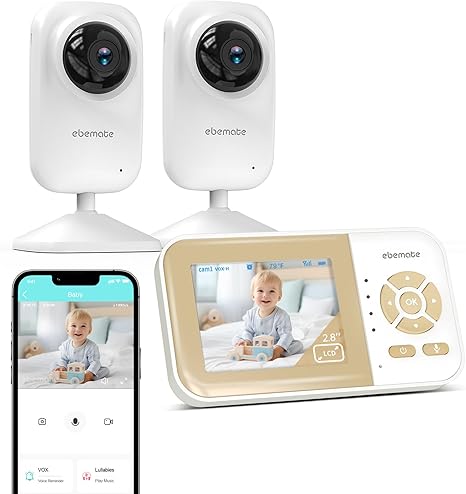 ebemate Video Baby Monitor with Two Camera, 2.8