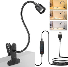 Load image into Gallery viewer, Zoomable LED Reading Lights for Bed Headboard, Clip on Spotlight Lamp for Desk, Dorm Bed, Dimmable USB Clamp Book Light with Flexible Gooseneck, Adjustable Beam Angle 15°-80°
