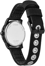 Load image into Gallery viewer, Citizen Men's Eco-Drive Weekender Garrison Field Watch in Black IP Stainless Steel with Black Nylon strap, Black Dial (Model: BM8186-15E)
