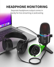 Load image into Gallery viewer, RGB USB Microphone - Condenser Gaming Microphone for PC/MAC/PS4/PS5/Phone- Cardioid Mic with Brilliant RGB Lighting Headphone Output Volume Control, Mute Button, for Streaming Podcast YouTube Discord
