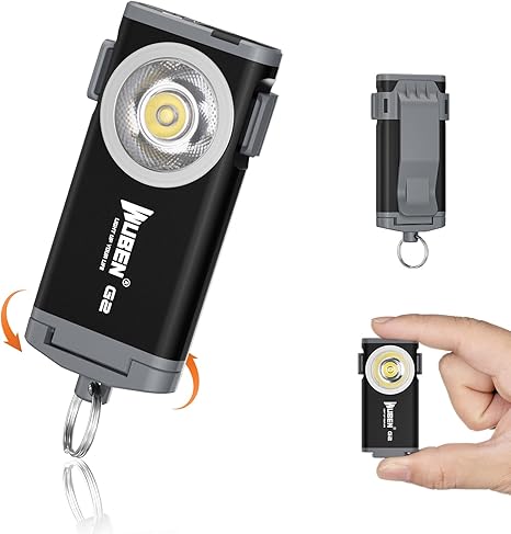 WUBEN G2 EDC Flashlight Rechargeable, Super Bright 500 Lumens Keychain Flashlight, 5 Modes LED Pocket Flashlight Compact, Small Mini Magnetic Work Light with Clip for Camping, Everyday Use (Black)