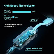 Load image into Gallery viewer, TP-Link USB to Ethernet Adapter, Foldable USB 3.0 to 10/100/1000 Gigabit Ethernet LAN Network Adapter, Support Windows 10/8.1/8/7/Vista/XP for Desktop Laptop Apple MacBook Linux (UE300)
