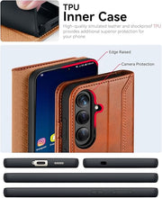 Load image into Gallery viewer, OCASE Compatible with Galaxy S25 Wallet Case, PU Leather Flip Folio Case with Card Holders RFID Blocking Kickstand [Shockproof TPU Inner Shell] Protective Phone Cover 6.2 Inch 2025, Retro Brown
