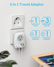 Load image into Gallery viewer, [2-Pack] US to India Plug Adapter, VINTAR Type D Travel Adapter with 1 USB C, 3 USB Ports and 2 American Outlets, 6 in 1 India Power Adapter for USA to India, Bangladesh, Maldives, Pakistan, Nepal
