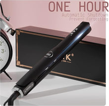 Load image into Gallery viewer, K&amp;K Flat Iron Small Mini Tourmaline Titanium Hair Straightener 0.5 inch Plate 4D 360°Swivel LED Display for Woman Short Hair Adjustable Temperature Dual Voltage Auto Shut Off(Black)
