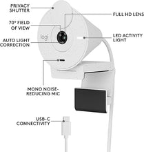 Load image into Gallery viewer, Logitech Brio 300 Full HD Webcam with Privacy Shutter, Noise Reduction Microphone, USB-C, certified for Zoom, Microsoft Teams, Google Meet, Auto Light Correction - Off White
